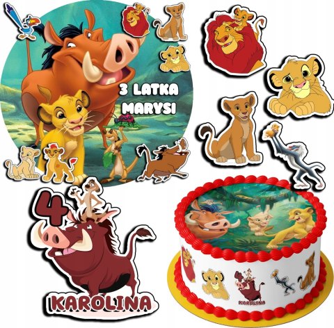 ZESTAW OPŁATEK NA TORT 20CM + 17 POSTACI - KRÓL LEW + IMIĘ 15CM 18CM ZESTAW OPŁATEK NA TORT 20CM + 17 POSTACI - KRÓL LEW + IMIĘ 15CM 18CM