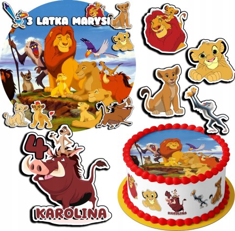 ZESTAW OPŁATEK NA TORT 20CM + 17 POSTACI - KRÓL LEW + IMIĘ 15CM 18CM ZESTAW OPŁATEK NA TORT 20CM + 17 POSTACI - KRÓL LEW + IMIĘ 15CM 18CM