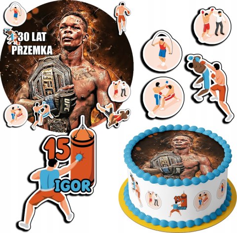 ZESTAW OPŁATEK NA TORT 20CM + 17 POSTACI - MMA HOBBY + IMIĘ 15CM 18CM ZESTAW OPŁATEK NA TORT 20CM + 17 POSTACI - MMA HOBBY + IMIĘ 15CM 18CM