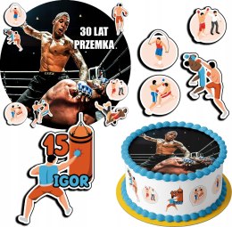 ZESTAW OPŁATEK NA TORT 20CM + 17 POSTACI - MMA HOBBY + IMIĘ 15CM 18CM