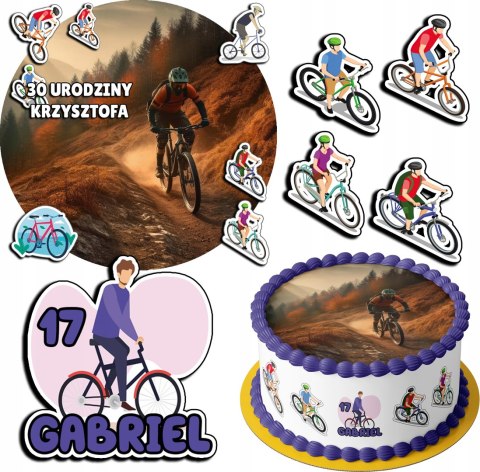 ZESTAW OPŁATEK NA TORT 20CM + 17 POSTACI - ROWERY HOBBY + IMIĘ 15CM 18CM ZESTAW OPŁATEK NA TORT 20CM + 17 POSTACI - ROWERY HOBBY + IMIĘ 15CM 18CM