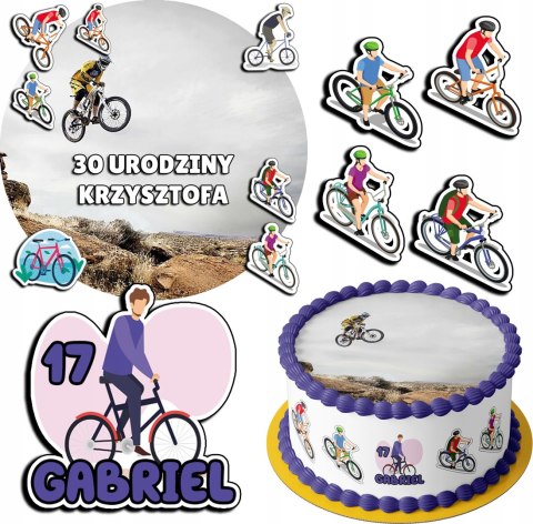 ZESTAW OPŁATEK NA TORT 20CM + 17 POSTACI - ROWERY HOBBY + IMIĘ 15CM 18CM ZESTAW OPŁATEK NA TORT 20CM + 17 POSTACI - ROWERY HOBBY + IMIĘ 15CM 18CM