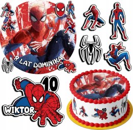 ZESTAW OPŁATEK NA TORT 20CM + 17 POSTACI - SPIDERMAN SPIDEY + IMIĘ 15CM 18