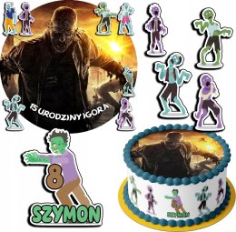 ZESTAW OPŁATEK NA TORT 20CM + 17 POSTACI - ZOMBIE + IMIĘ 15CM 18CM