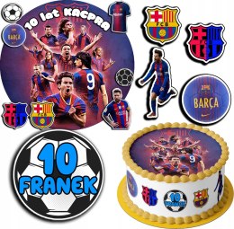 ZESTAW OPŁATEK NA TORT 20CM + 17 POSTACI - FC BARCELONA + IMIĘ 15CM 18CM