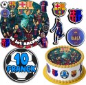 ZESTAW OPŁATEK NA TORT 20CM + 17 POSTACI - FC BARCELONA + IMIĘ 15CM 18CM