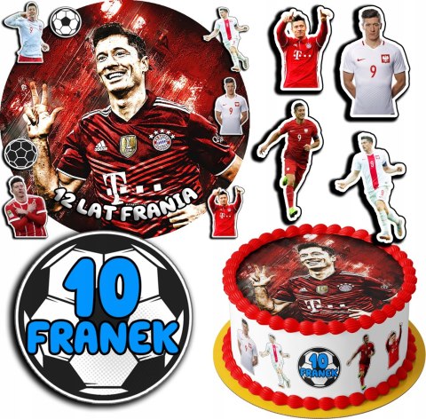ZESTAW OPŁATEK NA TORT 20CM + 17 POSTACI - LEWANDOWSKI + IMIĘ 15CM 18CM