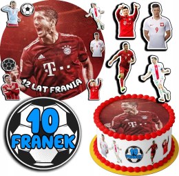 ZESTAW OPŁATEK NA TORT 20CM + 17 POSTACI - LEWANDOWSKI + IMIĘ 15CM 18CM