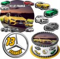 ZESTAW OPŁATEK NA TORT 20CM + 17 POSTACI - MERCEDES AUTO + IMIĘ 15CM 18CM