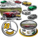 ZESTAW OPŁATEK NA TORT 20CM + 17 POSTACI - MERCEDES AUTO + IMIĘ 15CM 18CM