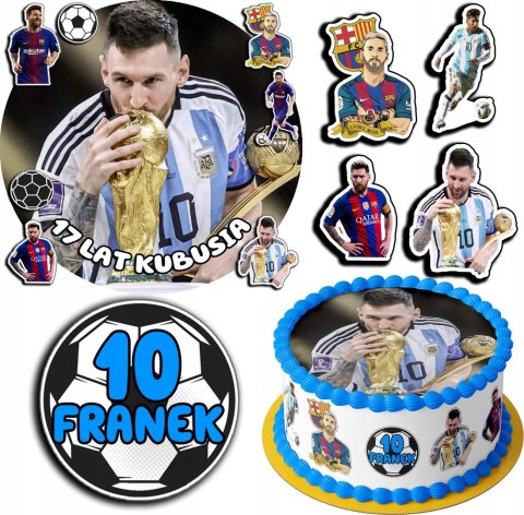 ZESTAW OPŁATEK NA TORT 20CM + 17 POSTACI - MESSI + IMIĘ 15CM 18CM ZESTAW OPŁATEK NA TORT 20CM + 17 POSTACI - MESSI + IMIĘ 15CM 18CM