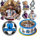 ZESTAW OPŁATEK NA TORT 20CM + 17 POSTACI - MESSI + IMIĘ 15CM 18CM