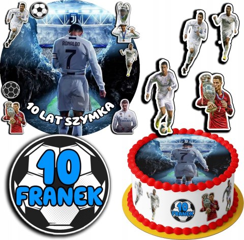 ZESTAW OPŁATEK NA TORT 20CM + 17 POSTACI - RONALDO + IMIĘ 15CM 18CM ZESTAW OPŁATEK NA TORT 20CM + 17 POSTACI - RONALDO + IMIĘ 15CM 18CM