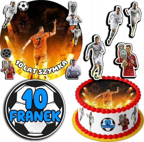 ZESTAW OPŁATEK NA TORT 20CM + 17 POSTACI - RONALDO + IMIĘ 15CM 18CM ZESTAW OPŁATEK NA TORT 20CM + 17 POSTACI - RONALDO + IMIĘ 15CM 18CM