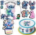 ZESTAW OPŁATEK NA TORT 20CM + 17 POSTACI - STICH STICZ + IMIĘ 15CM 18CM