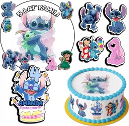 ZESTAW OPŁATEK NA TORT 20CM + 17 POSTACI - STICH STICZ + IMIĘ 15CM 18CM