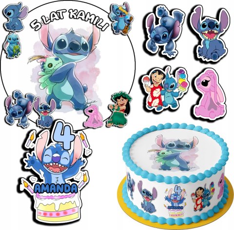 ZESTAW OPŁATEK NA TORT 20CM + 17 POSTACI - STICH STICZ + IMIĘ 15CM 18CM ZESTAW OPŁATEK NA TORT 20CM + 17 POSTACI - STICH STICZ + IMIĘ 15CM 18CM