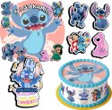 ZESTAW OPŁATEK NA TORT 20CM + 17 POSTACI - STICH STICZ + IMIĘ 15CM 18CM
