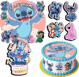 ZESTAW OPŁATEK NA TORT 20CM + 17 POSTACI - STICH STICZ + IMIĘ 15CM 18CM