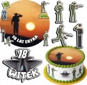 ZESTAW OPŁATEK NA TORT 20CM + 17 POSTACI - WOJSKO MUNDUR + IMIĘ 15CM 18CM