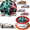 ZESTAW OPŁATEK NA TORT 20CM + 17 POSTACI - F1 FORMUŁA + IMIĘ 15CM 18CM