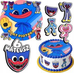 ZESTAW OPŁATEK NA TORT 20CM + 17 POSTACI - HUGGY WUGGY + IMIĘ 15CM 18CM