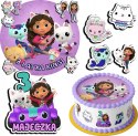 ZESTAW OPŁATEK NA TORT 20CM + 17 POSTACI - KOCI DOMEK GABI + IMIĘ 15CM 18CM