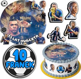 ZESTAW OPŁATEK NA TORT 20CM + 17 POSTACI - MBAPPE + IMIĘ 15CM 18CM