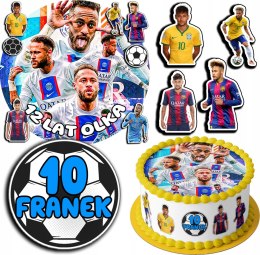 ZESTAW OPŁATEK NA TORT 20CM + 17 POSTACI - NEYMAR + IMIĘ 15CM 18CM