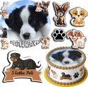 ZESTAW OPŁATEK NA TORT 20CM + 17 POSTACI - PSY PIESEK PIES + IMIĘ 15CM 18CM