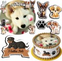 ZESTAW OPŁATEK NA TORT 20CM + 17 POSTACI - PSY PIESEK PIES + IMIĘ 15CM 18CM