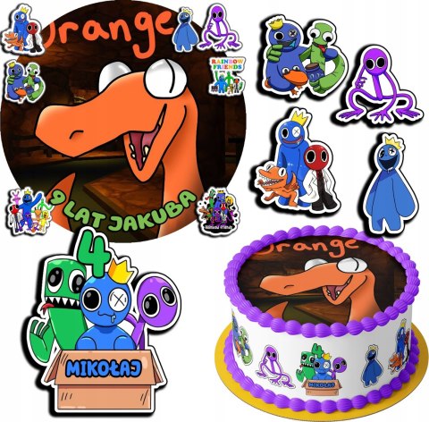 ZESTAW OPŁATEK NA TORT 20CM + 17 POSTACI - RAINBOW FRIENDS + IMIĘ 15CM 18CM ZESTAW OPŁATEK NA TORT 20CM + 17 POSTACI - RAINBOW FRIENDS + IMIĘ 15CM 18CM