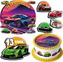 ZESTAW OPŁATEK NA TORT 20CM + 17 POSTACI - SAMOCHODY + IMIĘ 15CM 18CM