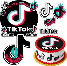 ZESTAW OPŁATEK NA TORT 20CM + 17 POSTACI - TIKK-TOOKK + IMIĘ 15CM 18CM