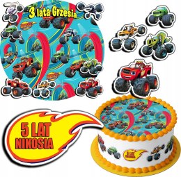 ZESTAW OPŁATEK NA TORT 20CM + 17 POSTACI - BLAZE TRUCK + IMIĘ 15CM 18CM