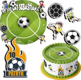 ZESTAW OPŁATEK NA TORT 20CM + 17 POSTACI - PIŁKA NOŻNA + IMIĘ 15CM 18CM