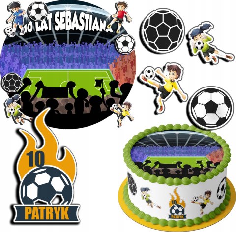 ZESTAW OPŁATEK NA TORT 20CM + 17 POSTACI - PIŁKA NOŻNA + IMIĘ 15CM 18CM ZESTAW OPŁATEK NA TORT 20CM + 17 POSTACI - PIŁKA NOŻNA + IMIĘ 15CM 18CM