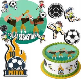 ZESTAW OPŁATEK NA TORT 20CM + 17 POSTACI - PIŁKA NOŻNA + IMIĘ 15CM 18CM