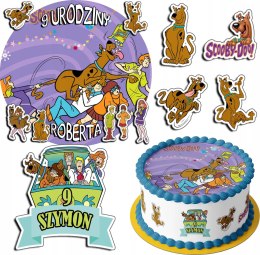ZESTAW OPŁATEK NA TORT 20CM + 17 POSTACI - SCOOBY-DOO + IMIĘ 15CM 18CM