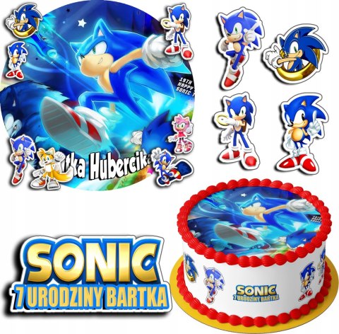 ZESTAW OPŁATEK NA TORT 20CM + 17 POSTACI - SONIC BAJKA + IMIĘ 15CM 18CM ZESTAW OPŁATEK NA TORT 20CM + 17 POSTACI - SONIC BAJKA + IMIĘ 15CM 18CM