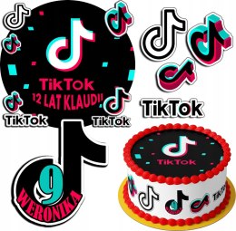 ZESTAW OPŁATEK NA TORT 20CM + 17 POSTACI - TIKK-TOOKK + IMIĘ 15CM 18CM