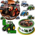 ZESTAW OPŁATEK NA TORT 20CM + 17 POSTACI - CIĄGNIK TRAKTOR + IMIĘ 15CM 18CM