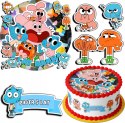 ZESTAW OPŁATEK NA TORT 20CM + 17 POSTACI - GUMBALL + IMIĘ 15CM 18CM
