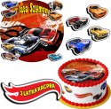 ZESTAW OPŁATEK NA TORT 20CM + 17 POSTACI - HOT WHEELS + IMIĘ 15CM 18CM