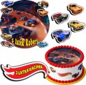 ZESTAW OPŁATEK NA TORT 20CM + 17 POSTACI - HOT WHEELS + IMIĘ 15CM 18CM