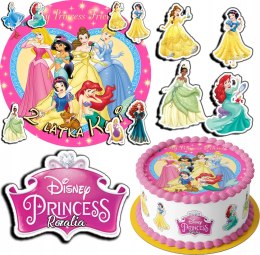 ZESTAW OPŁATEK NA TORT 20CM + 17 POSTACI - KSIĘŻNICZKI + IMIĘ 15CM 18CM