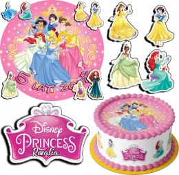 ZESTAW OPŁATEK NA TORT 20CM + 17 POSTACI - KSIĘŻNICZKI + IMIĘ 15CM 18CM