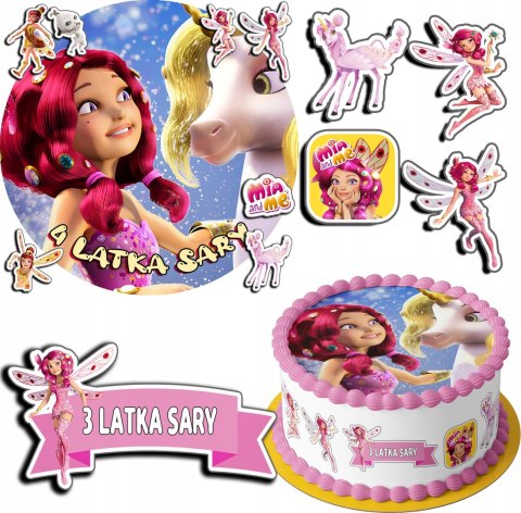 ZESTAW OPŁATEK NA TORT 20CM + 17 POSTACI - MIA I JA + IMIĘ 15CM 18CM ZESTAW OPŁATEK NA TORT 20CM + 17 POSTACI - MIA I JA + IMIĘ 15CM 18CM