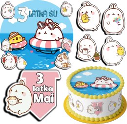 ZESTAW OPŁATEK NA TORT 20CM + 17 POSTACI - MOLANG + IMIĘ 15CM 18CM