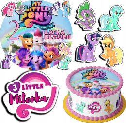 ZESTAW OPŁATEK NA TORT 20CM + 17 POSTACI - MY LITTLE PONY + IMIĘ 15CM 18CM